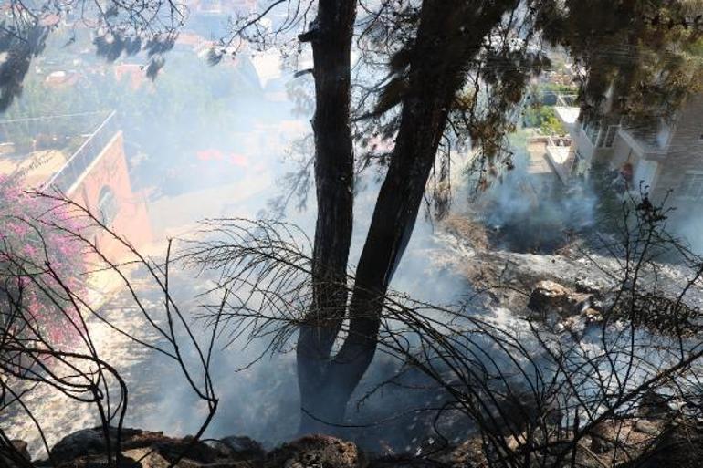 Boş arazide çıkan yangın villaya sıçradı