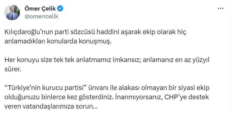Ömer Çelik: Türkiyenin kurucu partisi unvanı ile alakası olmayan ekip olduğunuzu gösterdiniz