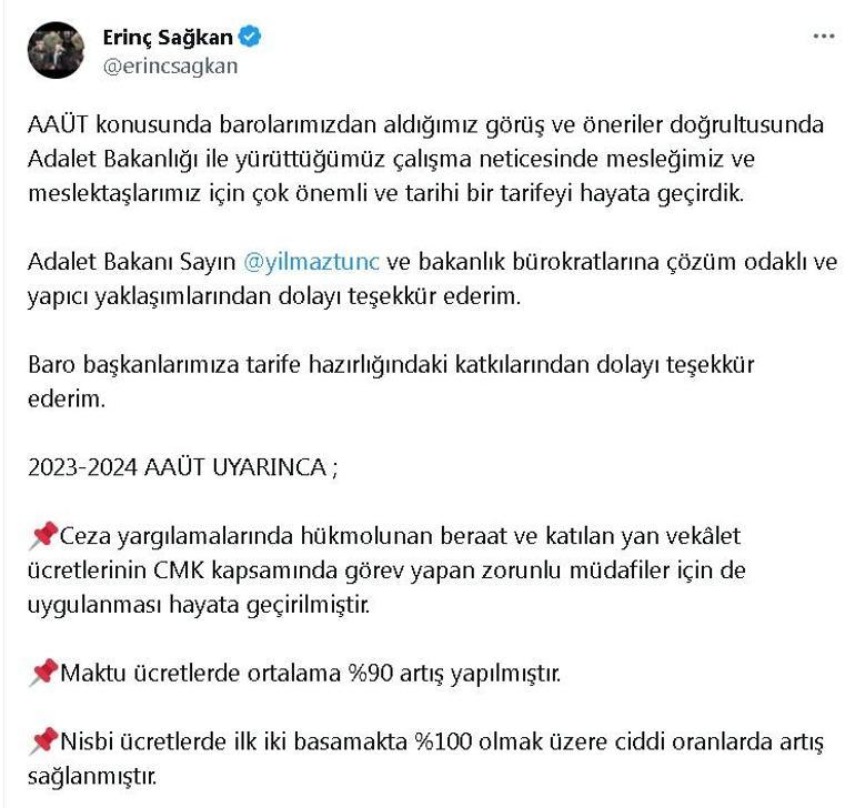 Yeni Avukatlık Asgari Ücret Tarifesi Resmi Gazetede