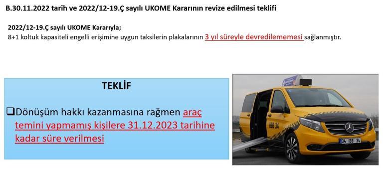 Taksi dönüşümünde süre uzatıldı