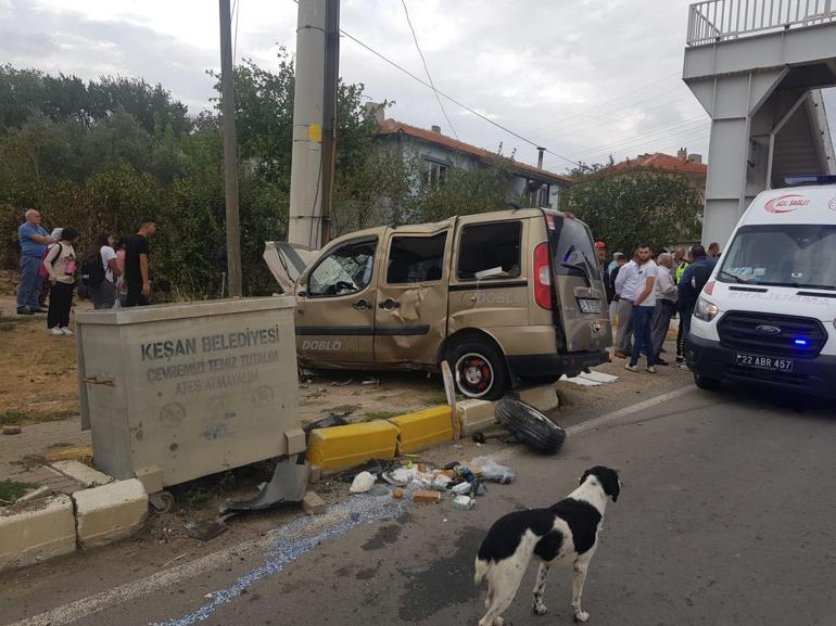 Yağış nedeniyle kayganlaşan yolda kaza; sürücü ve eşi yaralandı