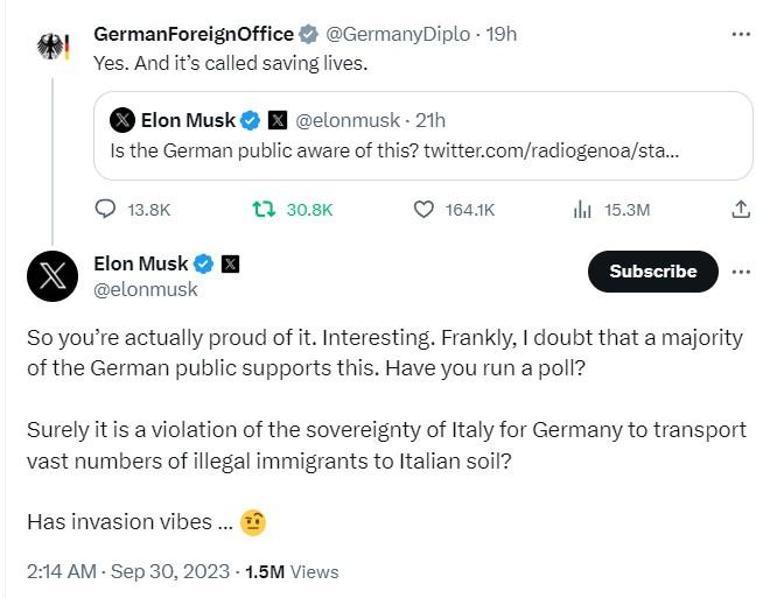 Almanya Dışişleri ile Elon Musk arasında mülteci gerginliği