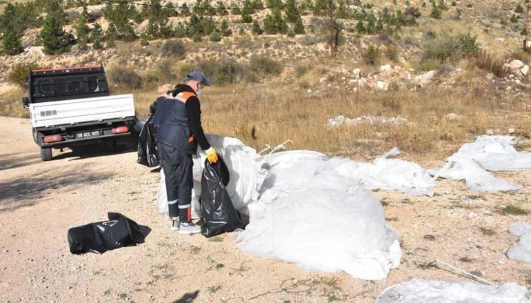 Dere yakınında bulunan gelinlikler geri dönüşüme gönderildi