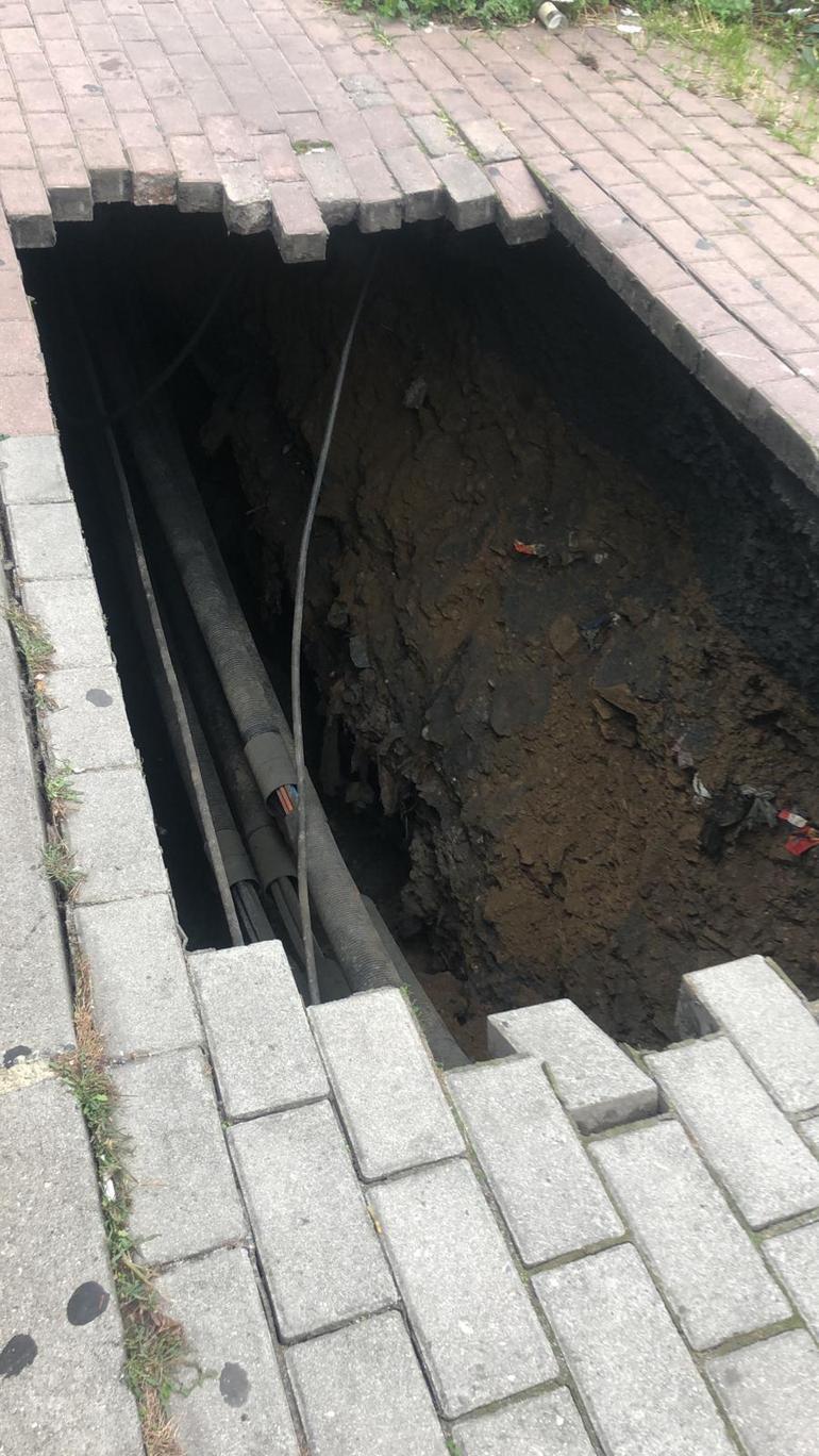 Şişlide kaldırım çöktü, çukura düşen kadın yaralandı