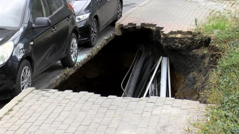 Şişlide kaldırım çöktü, çukura düşen kadın yaralandı
