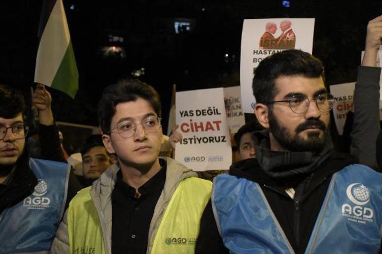 İsrailin Gazzeye yönelik saldırıları ABD İstanbul Başkonsolosluğu önünde protesto edildi