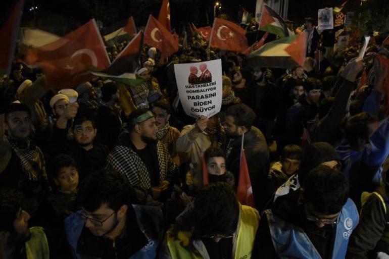 İsrailin Gazzeye yönelik saldırıları ABD İstanbul Başkonsolosluğu önünde protesto edildi