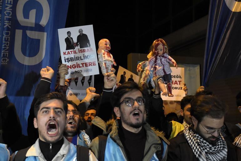 İngilterenin İstanbul Başkonsolosluğu önünde İsrail protestosu