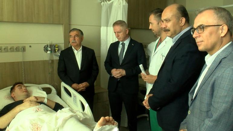 Vali Gül hafriyat kamyonu çarpması sonucu yaralanan polis ve bekçiyi ziyaret etti