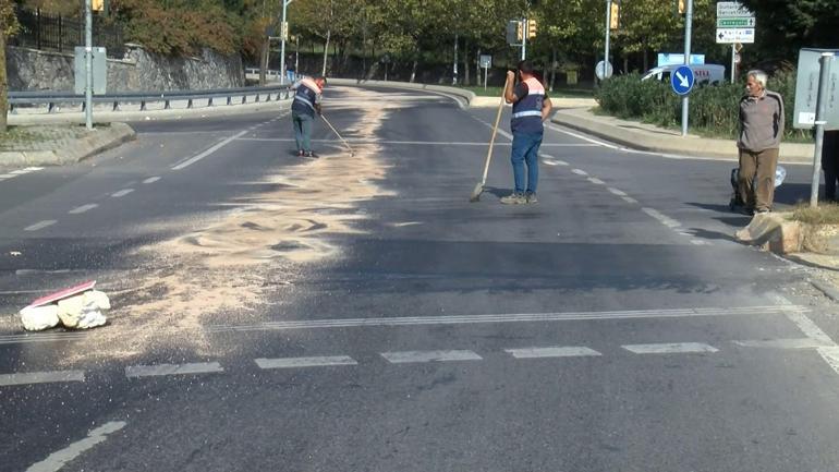 Kartalda hafriyat kamyonundan dökülen yağ kazalara neden oldu