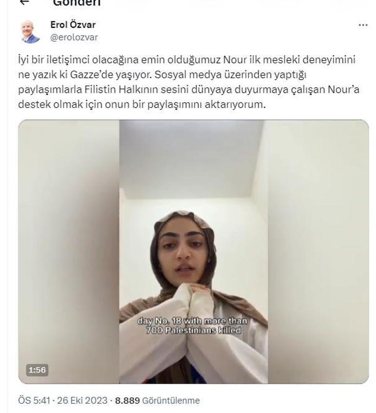 YÖK Başkan Özvardan, Filistinli öğrenciye destek