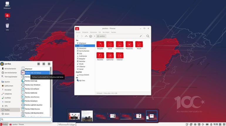 Milli işletim sistemi Pardustan 100üncü yıl özel sürümü