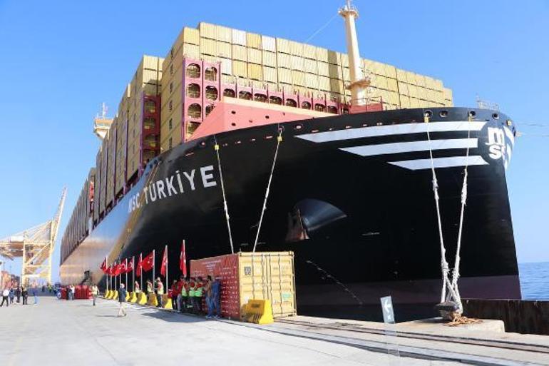 Dünyanın en büyük konteyner gemilerinden MSC Türkiye Tekirdağda
