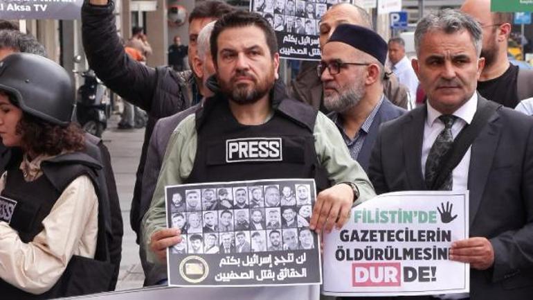 Taksimde gazetecilerden Filistin’deki meslektaşlarına destek açıklaması