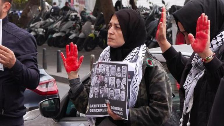 Taksimde gazetecilerden Filistin’deki meslektaşlarına destek açıklaması