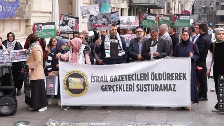 Taksimde gazetecilerden Filistin’deki meslektaşlarına destek açıklaması
