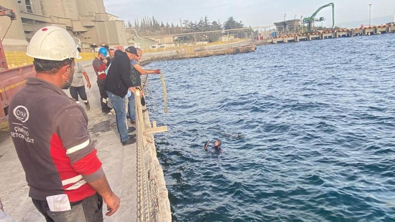 Kaza sonrası denize düşen aracın sürücüsünü balık tutanlar kurtardı