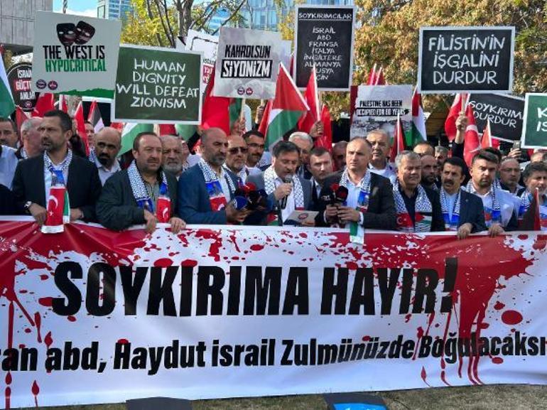 ABD Büyükelçiliği önünde Filistine destek açıklaması