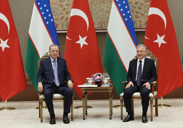 Cumhurbaşkanı Erdoğan, Özbekistan Cumhurbaşkanı Mirziyoyev ile görüştü