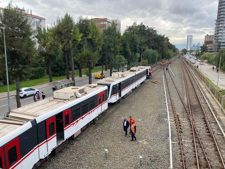 İzmirde metro raydan çıktı