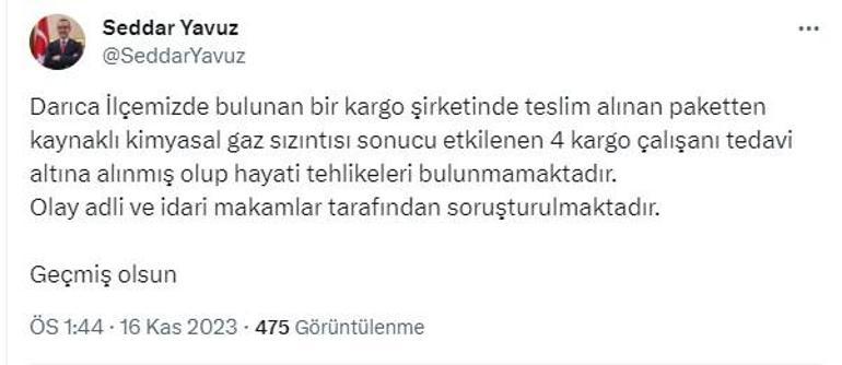 Kargo paketinde kimyasal madde sızıntısı; 4 kişi hastaneye kaldırıldı