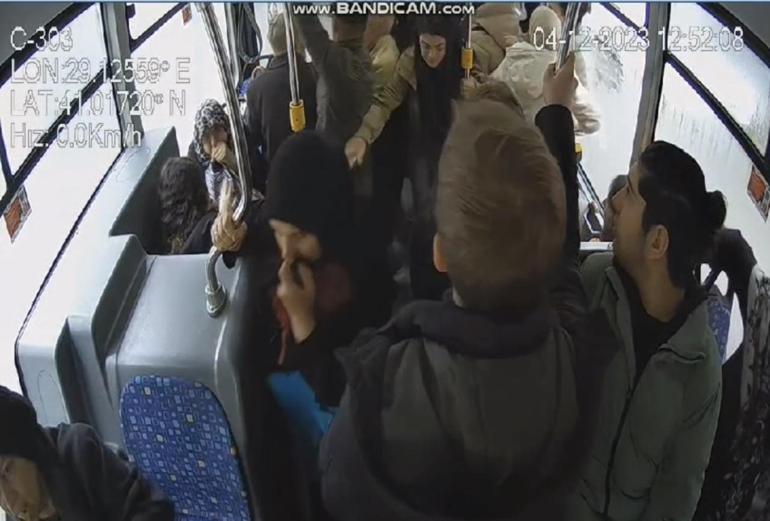 İETT otobüsündeki biber gazlı tartışma güvenlik kamerasına yansıdı