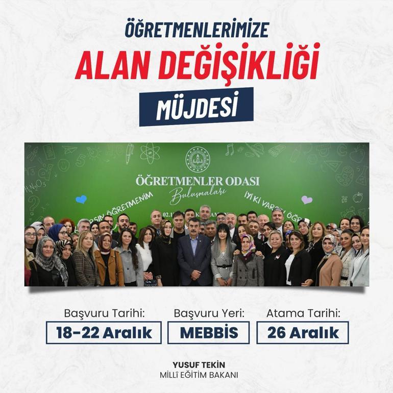 MEBden öğretmenler için alan değişikliği açıklaması