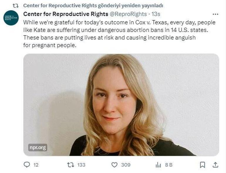 Teksasda kürtaj yasağına rağmen bir kadına ‘geçici’ izin verildi