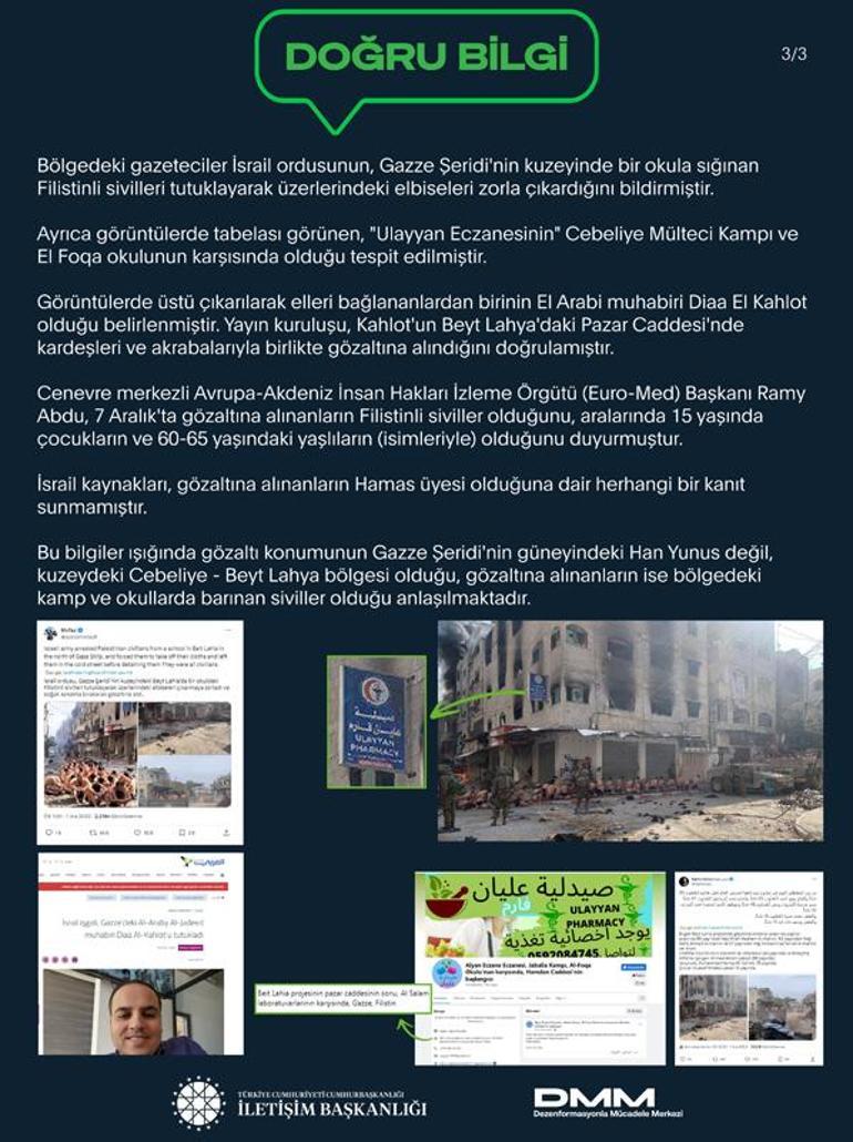 İletişim Başkanlığı: İsrail, çok sayıda Hamas üyesini yakaladı iddiası doğru değil