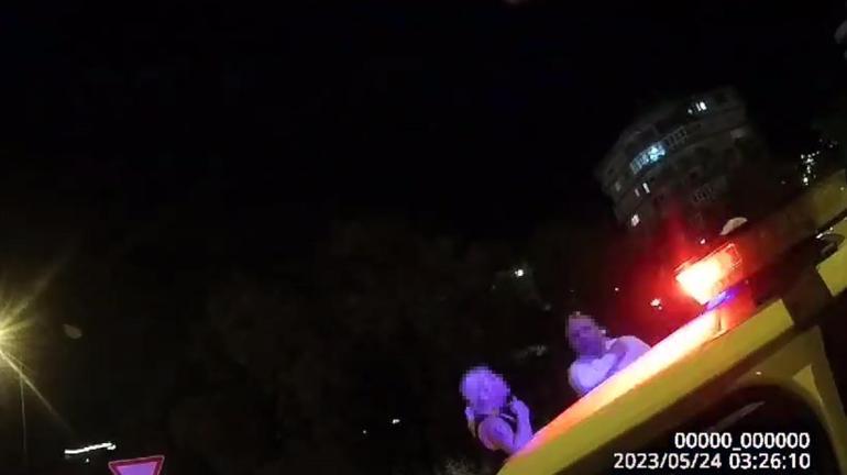 Alkollü sürücüden trafik polisine tehdit kamerada