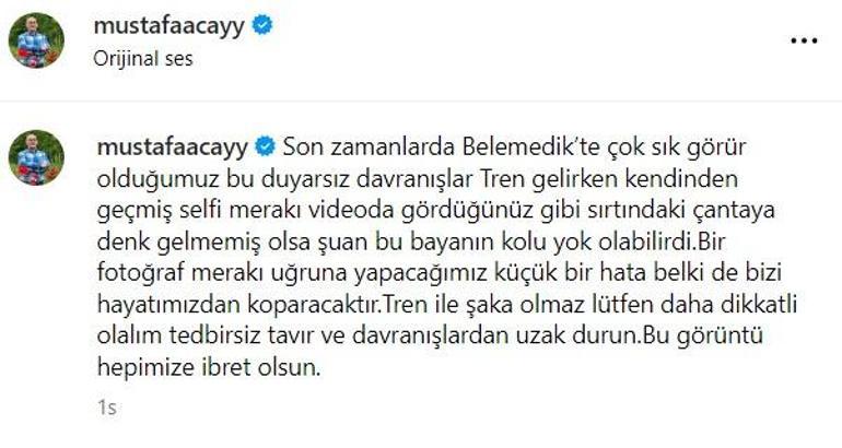 Hemzemin geçitte özçekim yaparken tren koluna çarptı