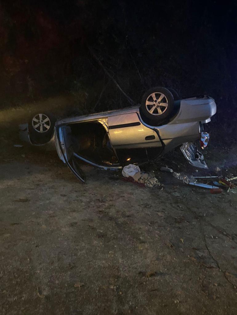 Trabzonda otomobil, şarampole devrildi: 1 ölü, 1 yaralı