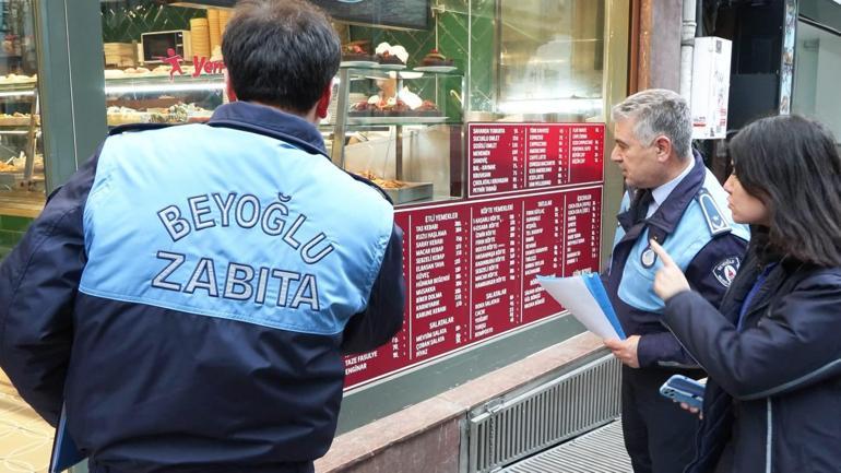 İstiklal Caddesinde bulunan kafe ve restoranlara menü denetimi