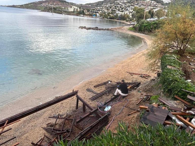 Bodrumda halk plajı yapılacak sahili işgal eden yapılar kaldırıldı