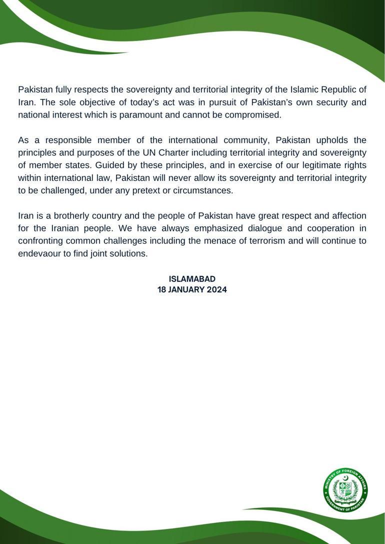 Pakistan, İranda saldırı düzenledi: Terör hedeflerini vurduk