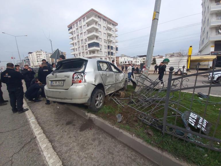 Refüje çıkan otomobilin sürücüsü yaralandı