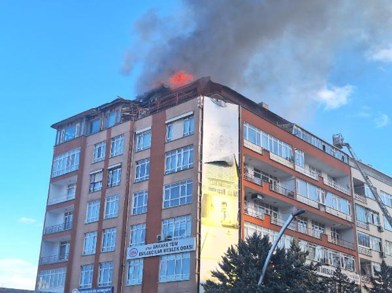 Ankarada 7 katlı binada yangın; 4 kişi dumandan etkilendi