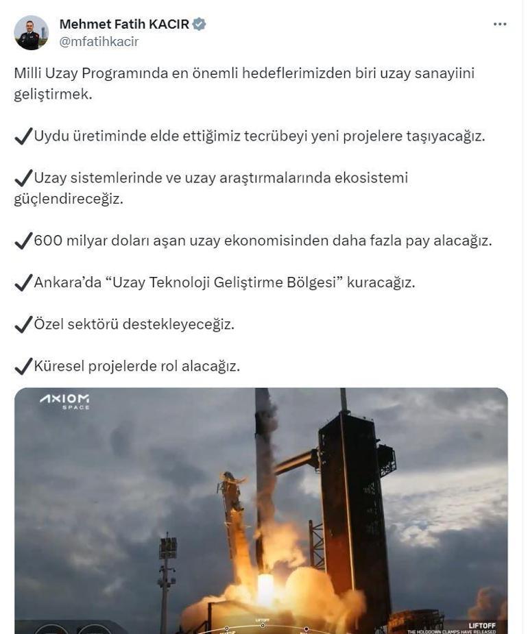 Bakan Kacır: Ankarada Uzay Teknoloji Geliştirme Bölgesi kuracağız