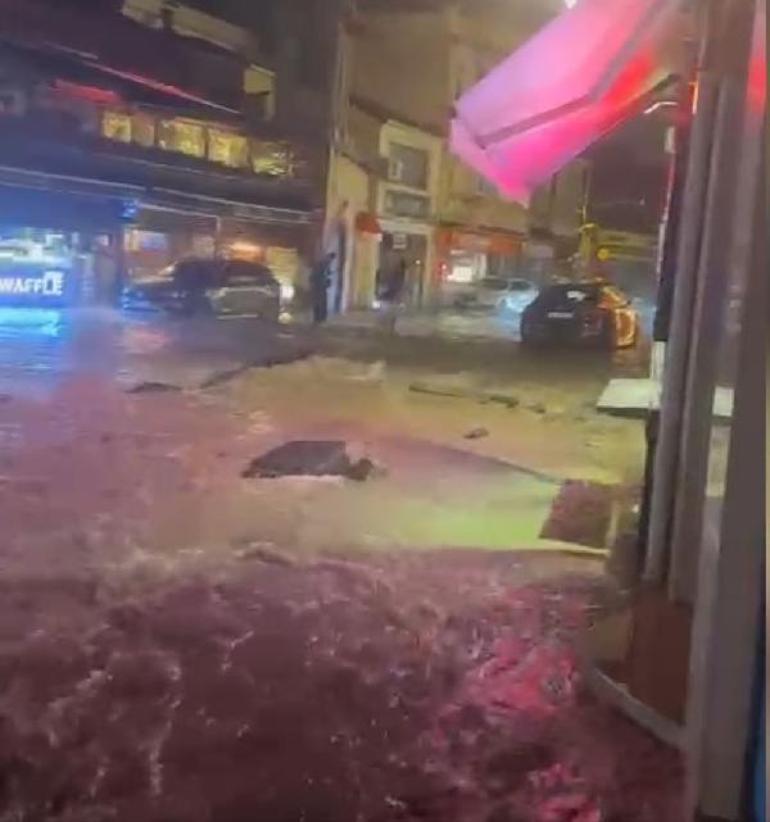 Beşiktaşta isale hattı patladı; yollar su içinde kaldı