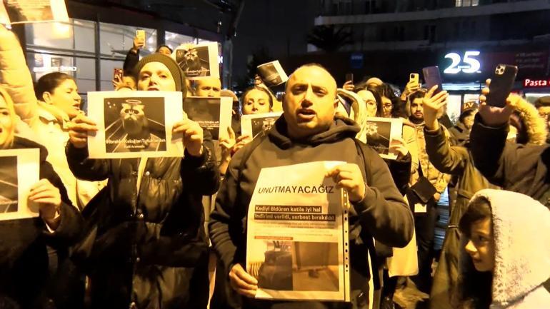 Başakşehir’de kediyi tekmeleyerek öldüren İbrahim Keloğlanın serbest bırakılması oturduğu sitede protesto edildi
