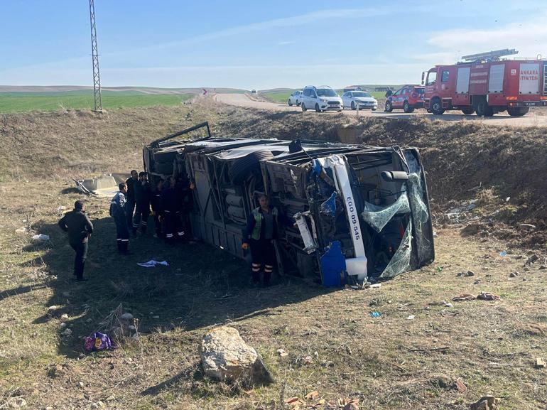 Ankarada EGO otobüsü şarampole devrildi: 20 yaralı