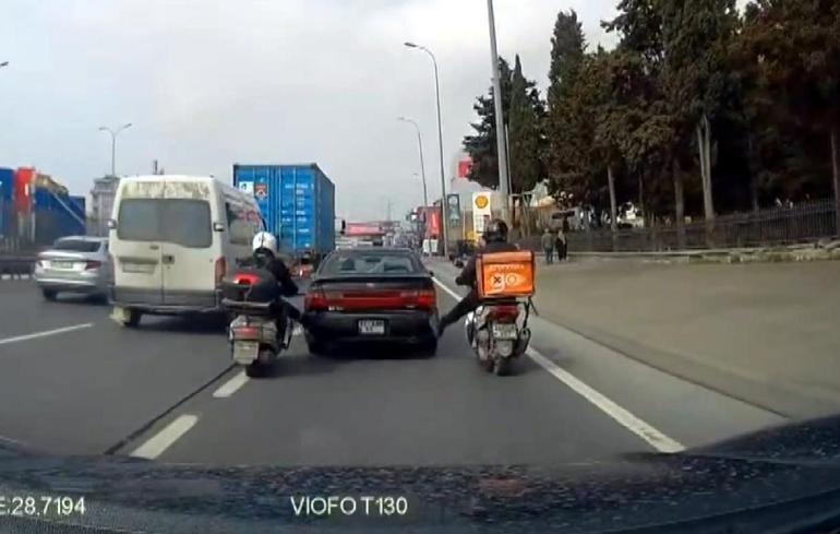 Avcılarda yakıtı biten sürücünün imdadına motosikletliler yetişti