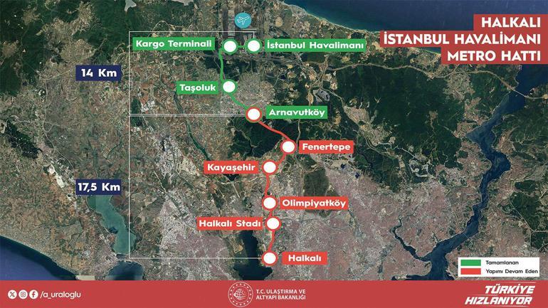 Arnavutköy-İstanbul Havalimanı Metro Hattı yarın açılacak
