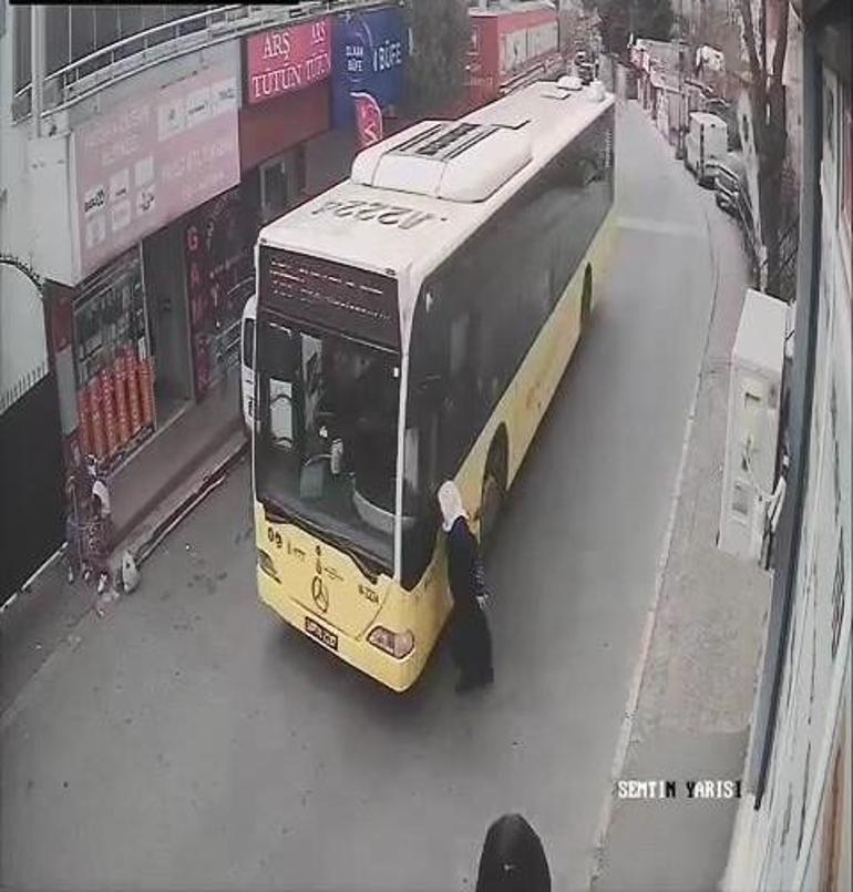 Beykozda İETT otobüsü yayaya çarptı; o anlar kamerada