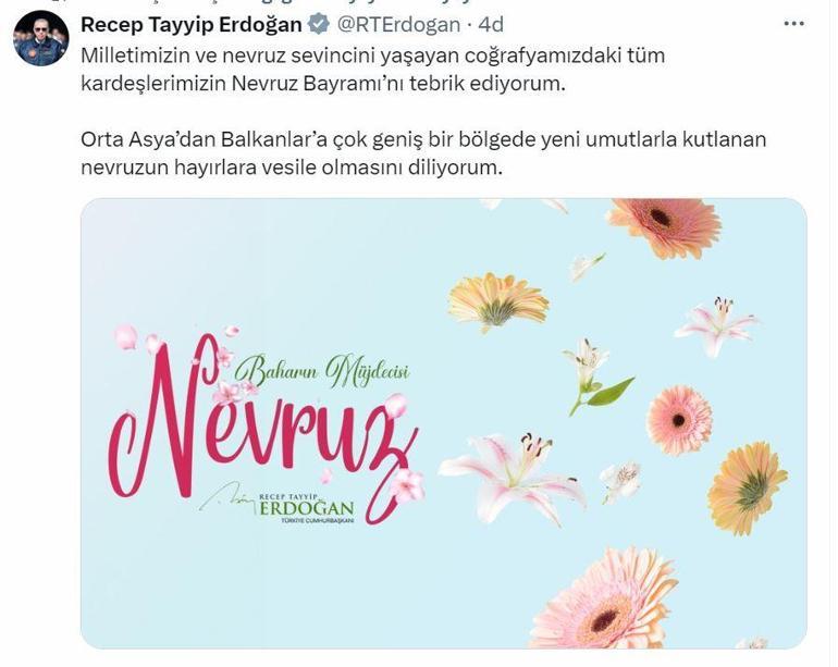 Cumhurbaşkanı Erdoğandan Nevruz Bayramı mesajı