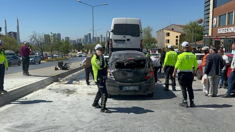 Ataşehir’de direksiyon hakimiyetini kaybeden sürücü, karşı şeride geçti