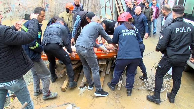 Beyoğlu’nda inşaat zeminine düşen işçi itfaiye tarafından kurtarıldı