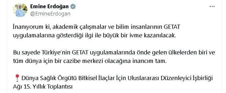 Emine Erdoğan: Türkiyenin GETAT uygulamalarında cazibe merkezi olacağına inancım tam