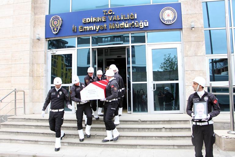Edirnede yaşamını yitiren polis memuru, törenle son yolculuğuna uğurlandı