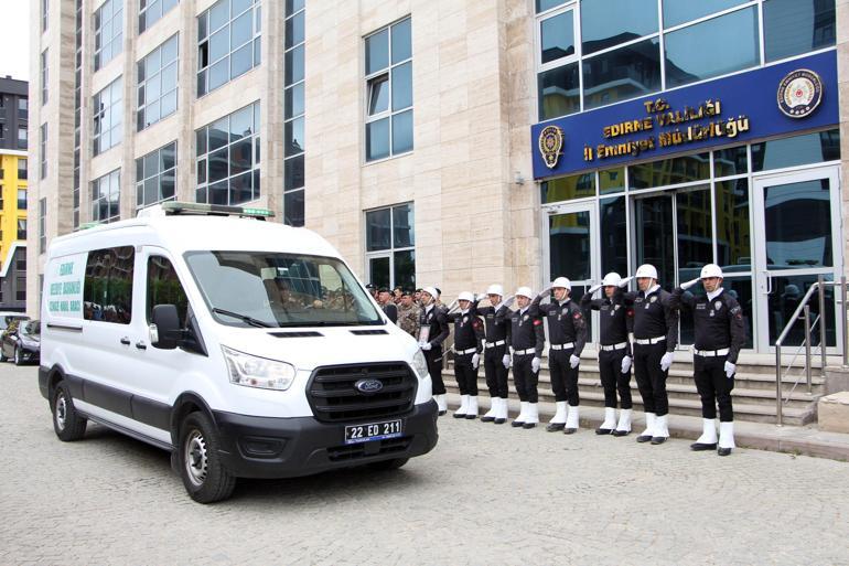 Edirnede yaşamını yitiren polis memuru, törenle son yolculuğuna uğurlandı